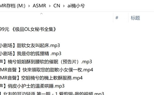 楠兮/ai楠小兮99元绝版顶级音声《极品OL女秘书全集》5部全